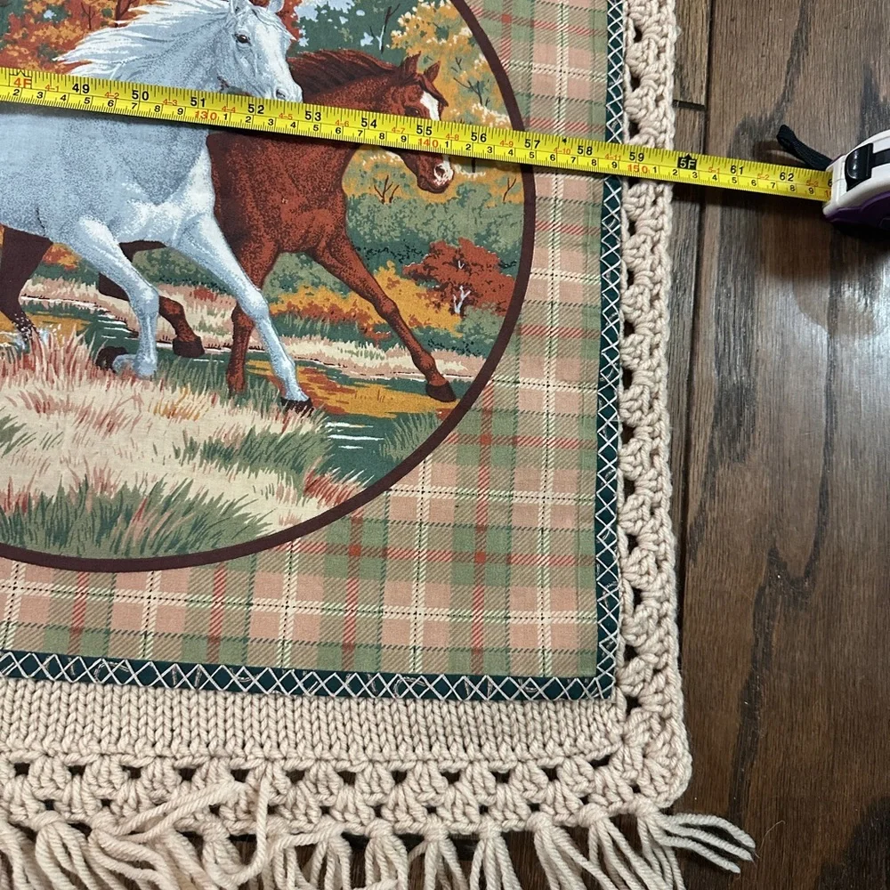 Handmade Running Horses Fall Throw Blanket 60x69” Western Boho Home Decor